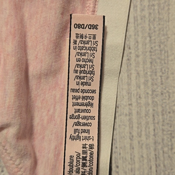 PINK Lightly Lined Full Coverage T-Shirt Bra Pink and White Size 36D NWT - Picture 8 of 8